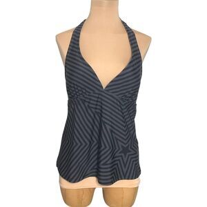 Converse One Star Black Halter Neck Star Print Tankini Top Size Medium